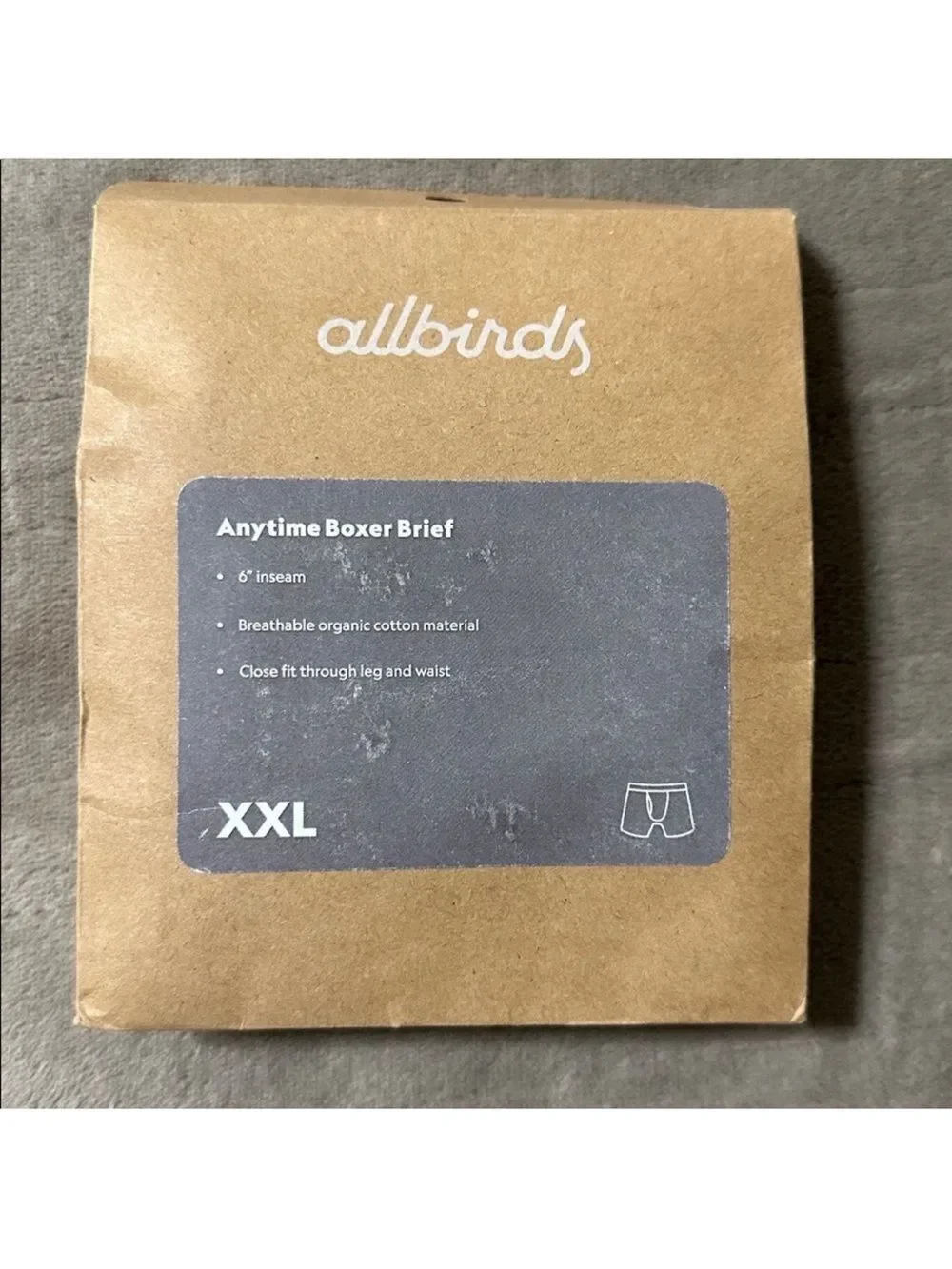allbirds Gray Black Waistband Anytime Organic Cotton Boxer Brief 6” Inseam